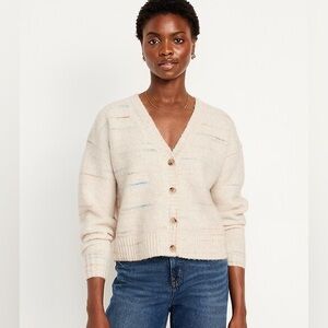 Old Navy Cream Stripe Cardigan Sweater NWOT